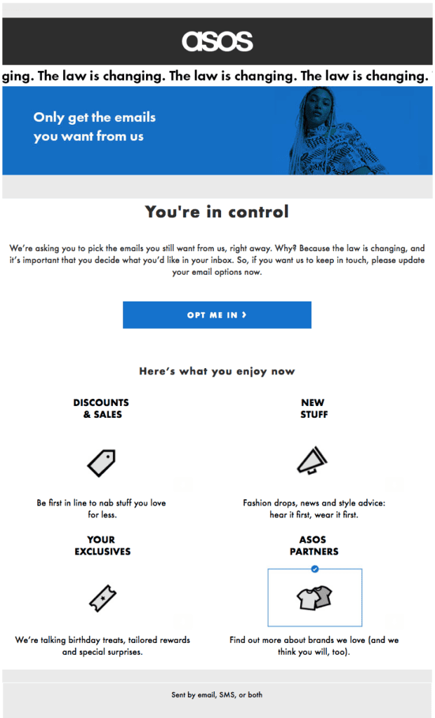 Samtykke-e-mail fra ASOS