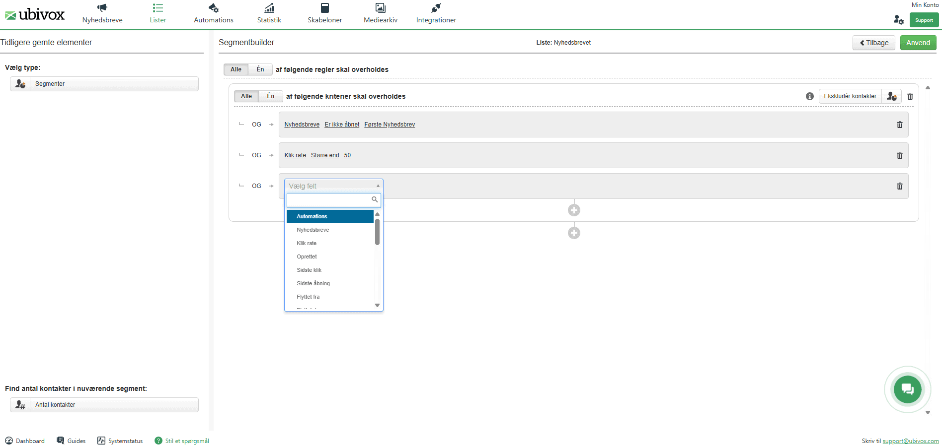 Segmentering i Ubivox 2.0