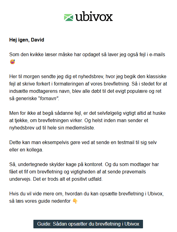 Eksempel på fejl i nyhedsbrev billede 2 Eksempel på fejl i nyhedsbrev billede 2