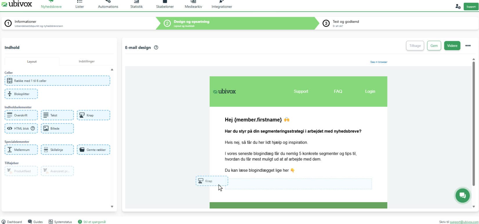 Ubivox 2.0 screenshot opsætning af kampagne step 2