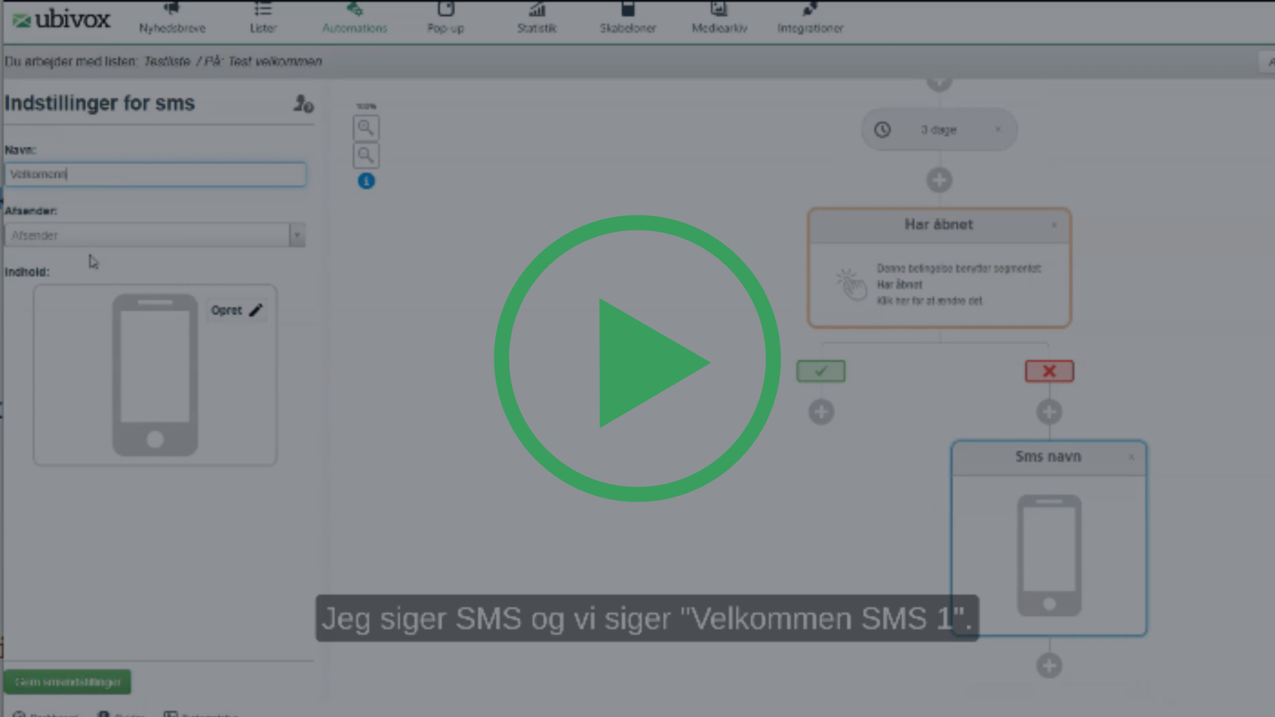 Ubivox SMS guide screenshot af video Ubivox SMS guide screenshot af video